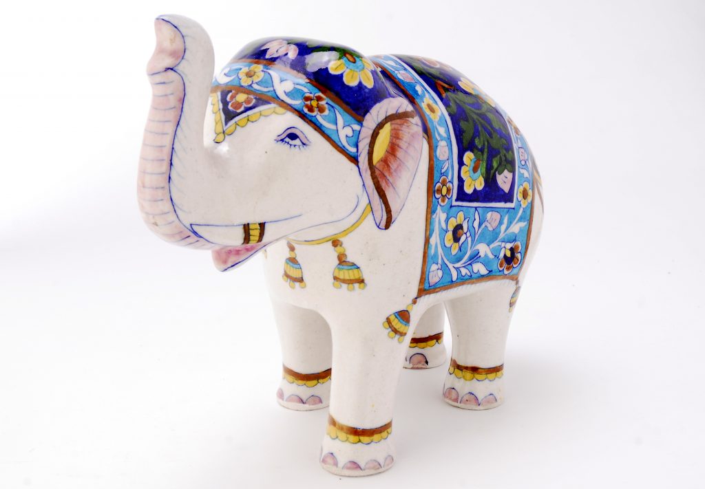 Blue Pottery Elephant